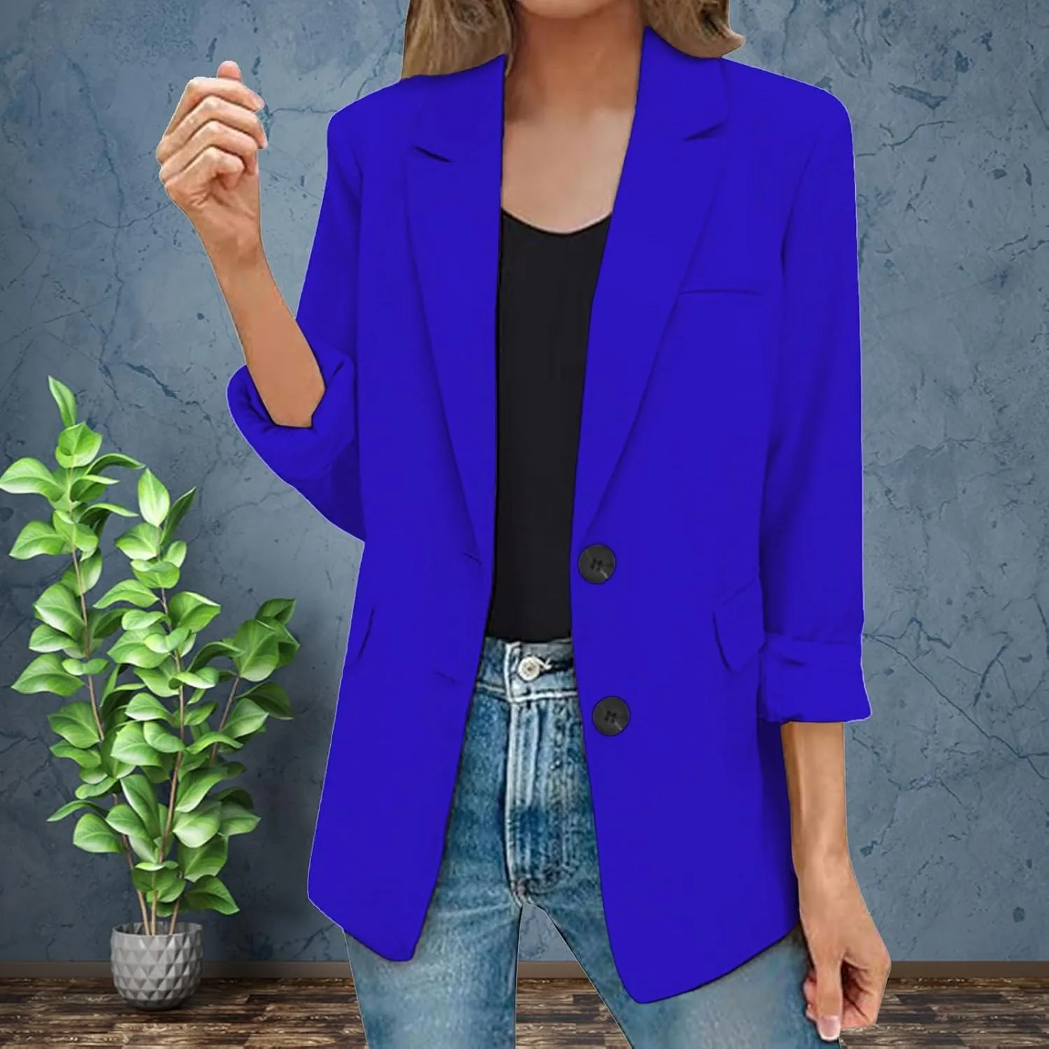 Fall Blazers for Women 2024 Business Casual Long Sleeve Dressy Open Front Coats Work Office Oversized Suit Jackets