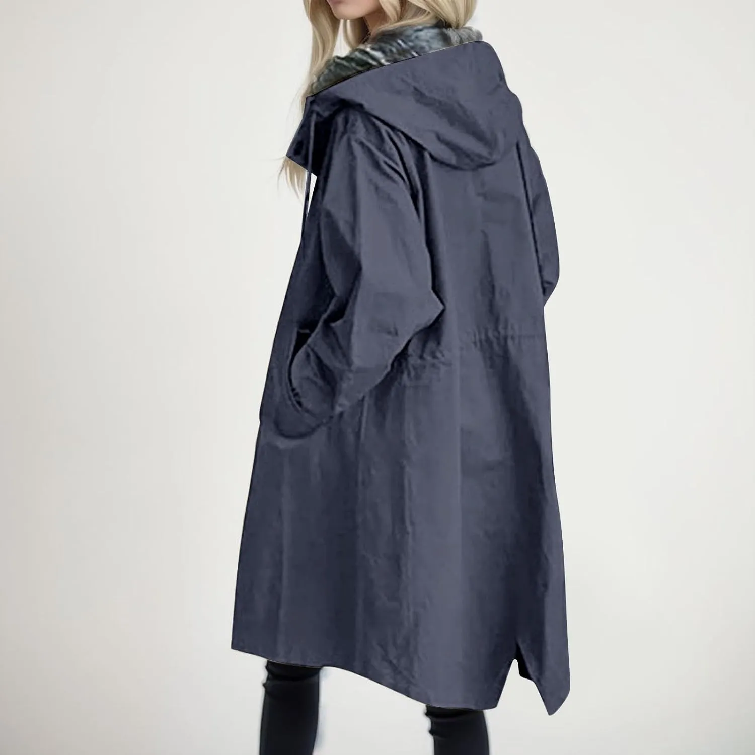Fall Fashion for Women 2025 Trendy Women's Winter Double Breasted Midi Long Wool Pea Coat Notch Lapel Winter Trench Coat