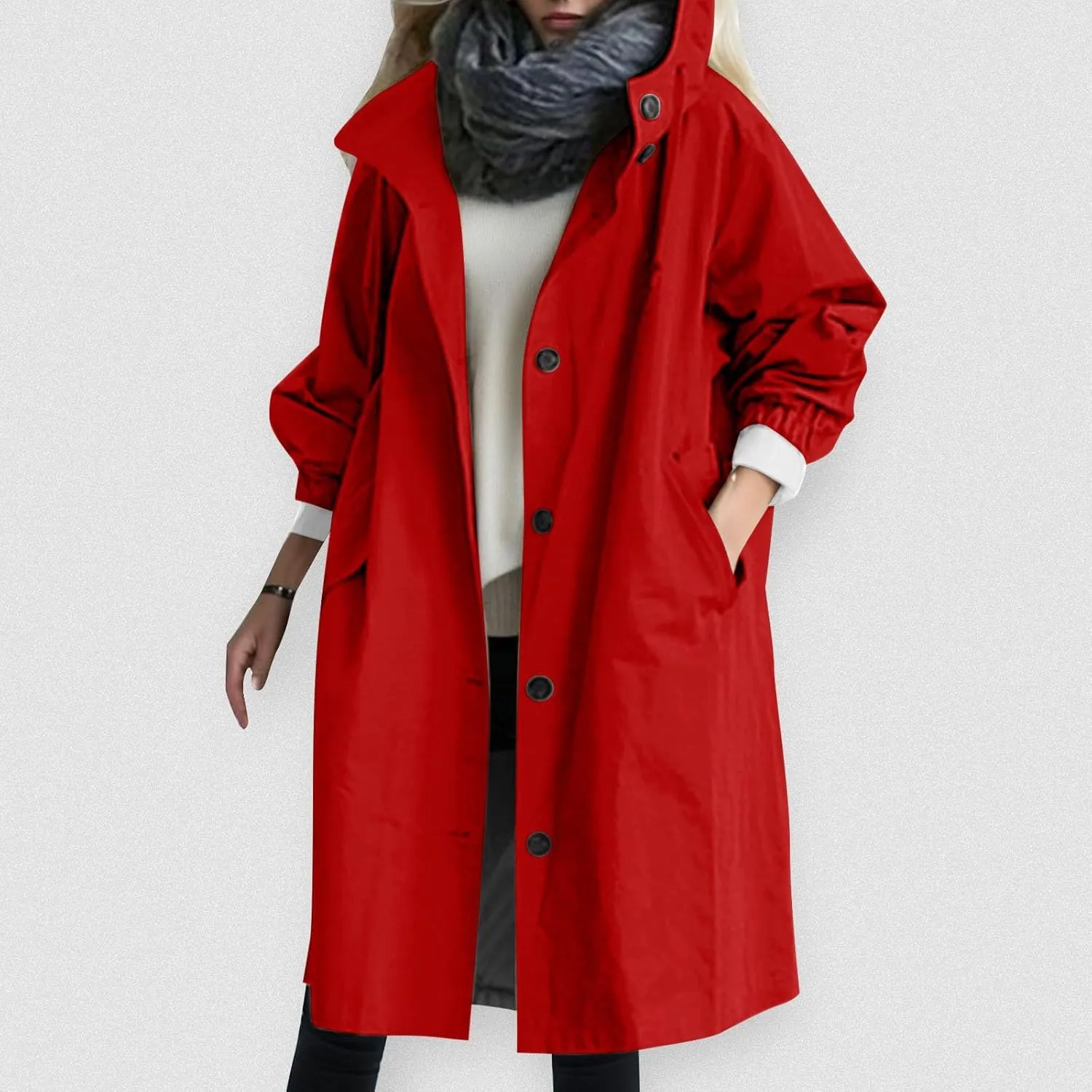 Fall Fashion for Women 2025 Trendy Women's Winter Double Breasted Midi Long Wool Pea Coat Notch Lapel Winter Trench Coat