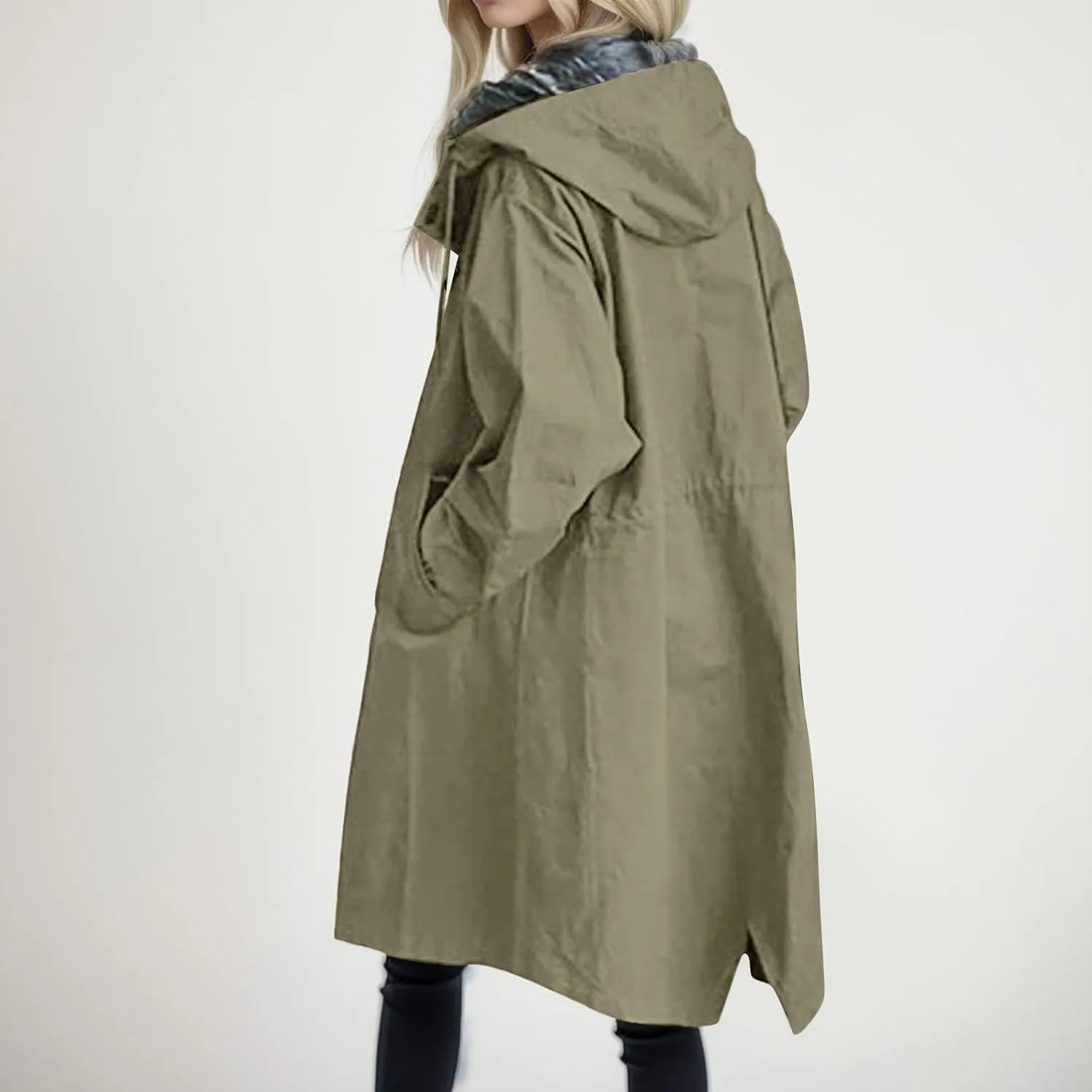 Fall Fashion for Women 2025 Trendy Women's Winter Double Breasted Midi Long Wool Pea Coat Notch Lapel Winter Trench Coat