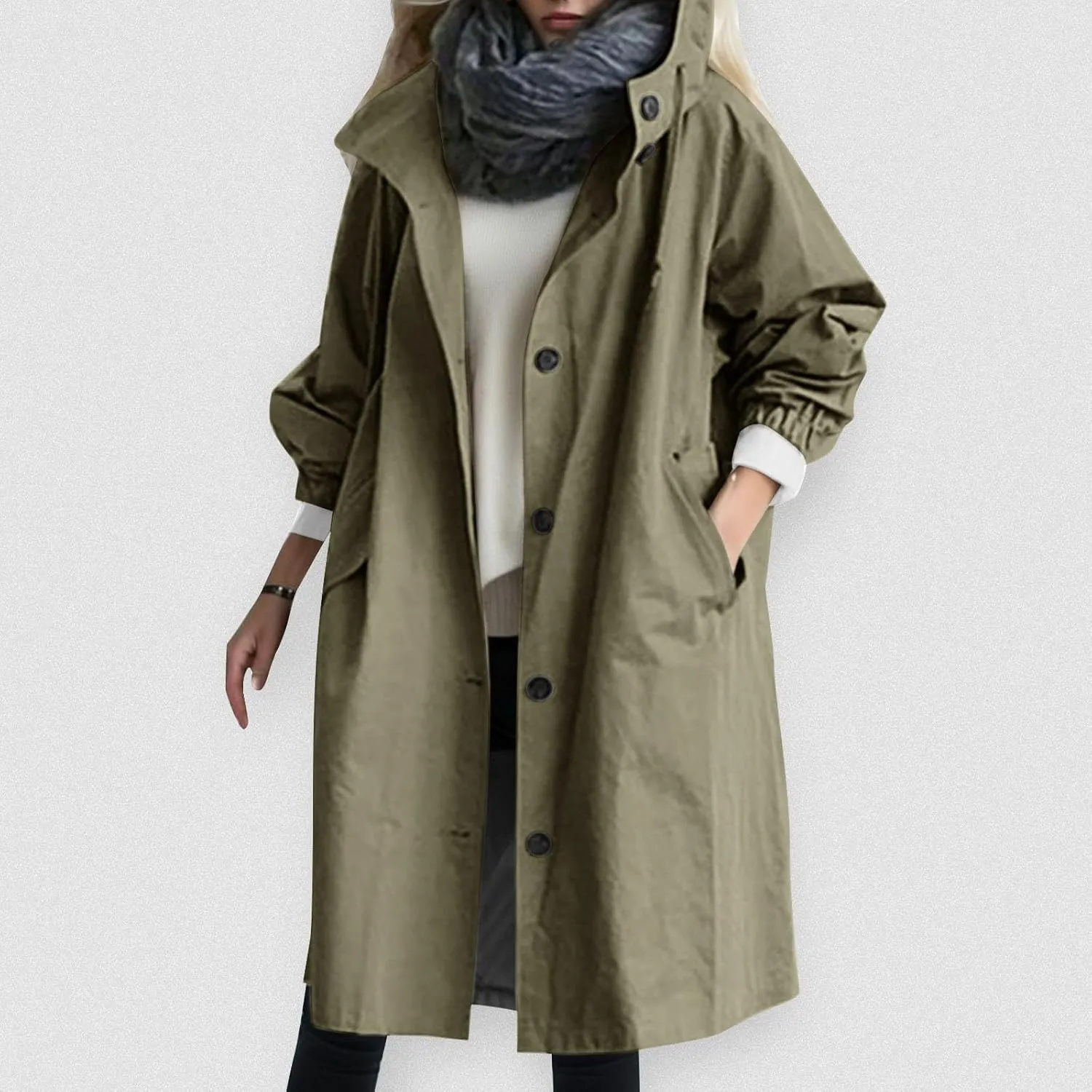 Fall Fashion for Women 2025 Trendy Women's Winter Double Breasted Midi Long Wool Pea Coat Notch Lapel Winter Trench Coat