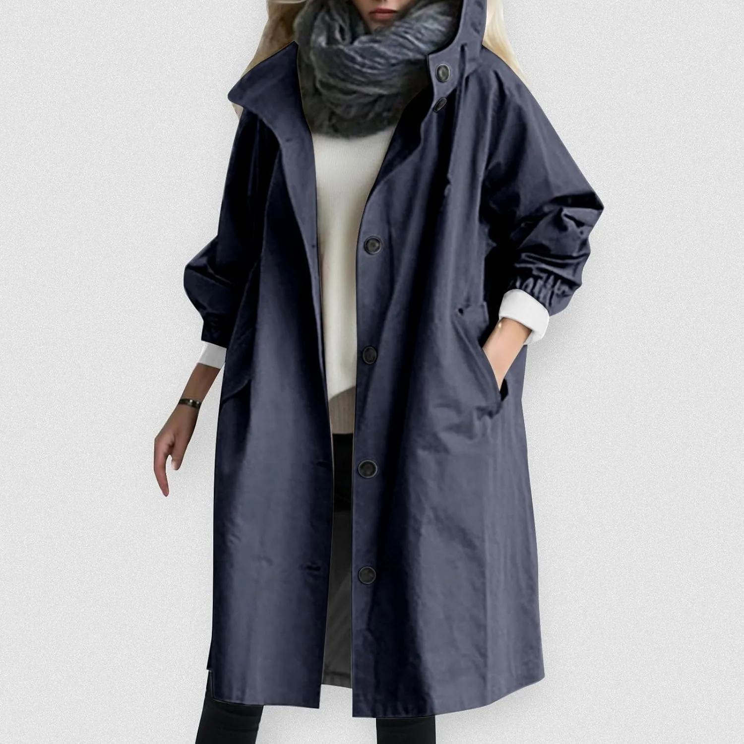 Fall Fashion for Women 2025 Trendy Women's Winter Double Breasted Midi Long Wool Pea Coat Notch Lapel Winter Trench Coat