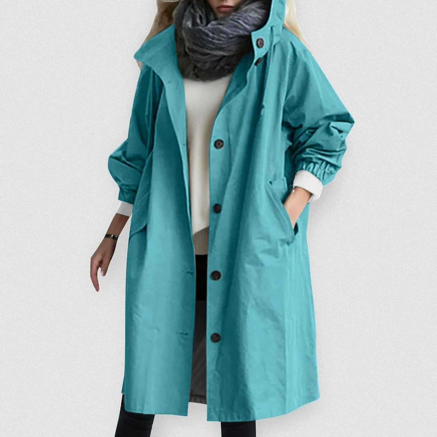 Fall Fashion for Women 2025 Trendy Women's Winter Double Breasted Midi Long Wool Pea Coat Notch Lapel Winter Trench Coat