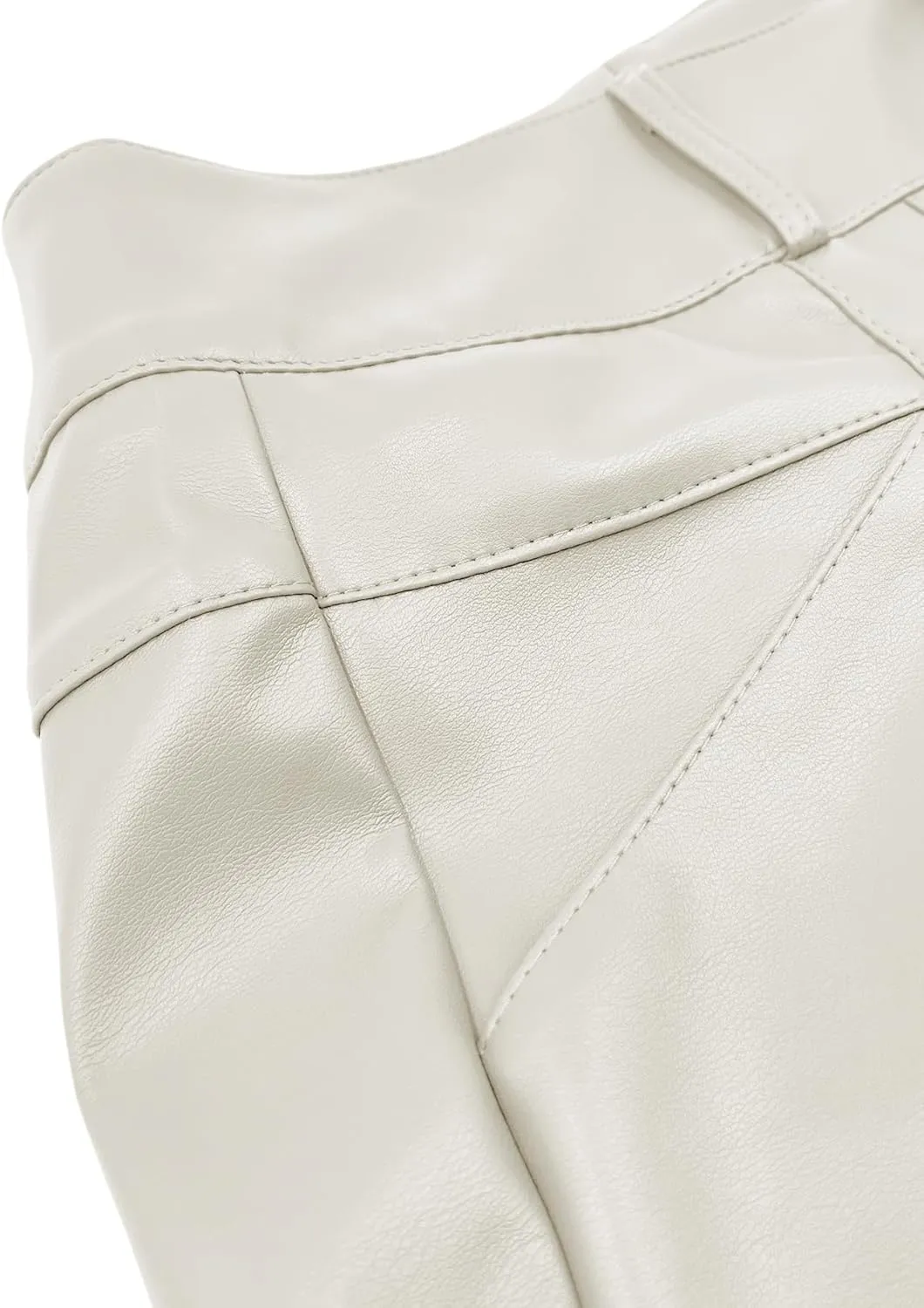 Fallorchid Women's Faux Leather High Waist Shorts Pleated Wide Leg Pants Shorts with Pockets