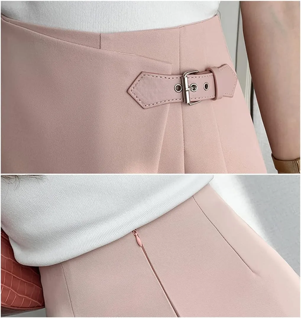 Female High Waist Wide Leg Pleated Mini Skirts Shorts Summer Work Office Asymmetry Suit Shorts