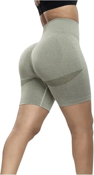 Firzero Women's Running Long Shorts Ribbed High Waisted Athletic Biker Shorts Compression Workout Yoga Shorts 2024