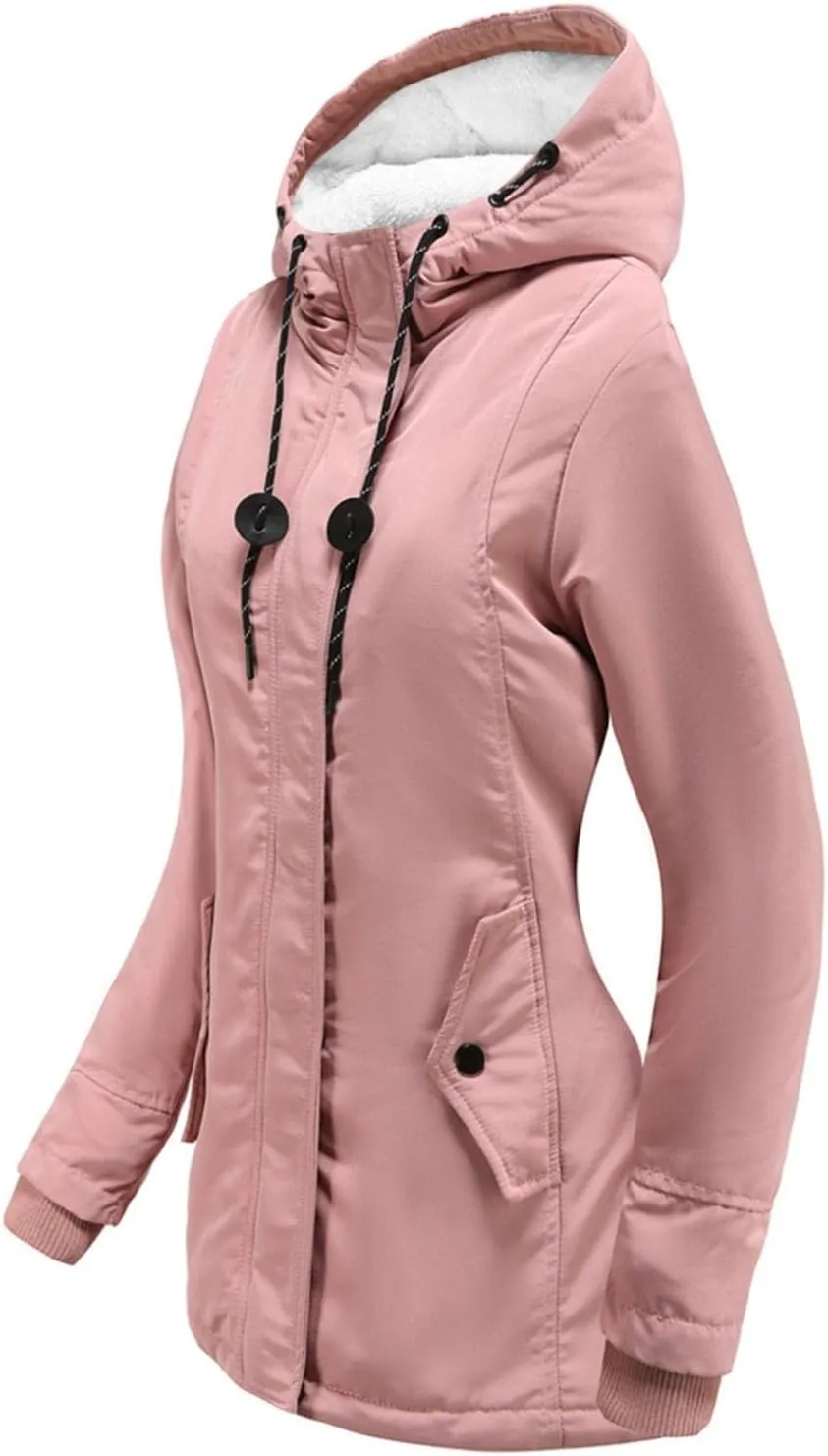 FMCHICO Women's Coat,Women's Warm Coat Jacket Outwear Faux Fur Lined Trench Winter Hooded Thick Overcoat