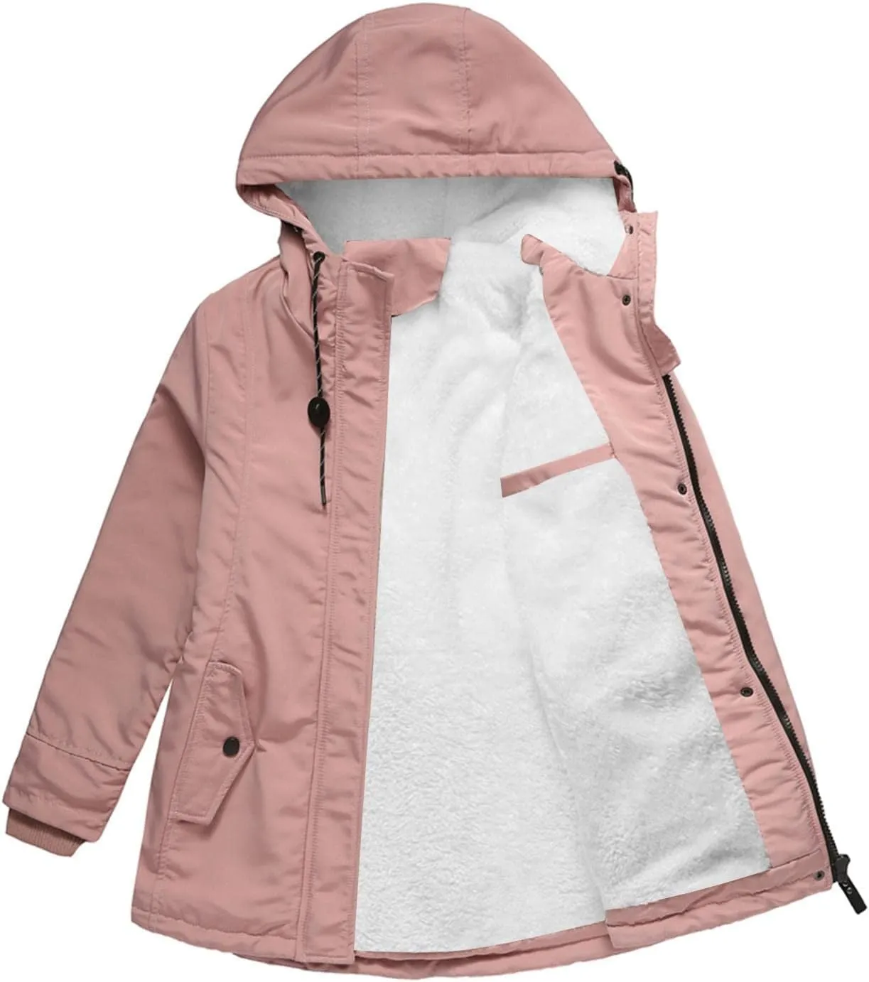 FMCHICO Women's Coat,Women's Warm Coat Jacket Outwear Faux Fur Lined Trench Winter Hooded Thick Overcoat