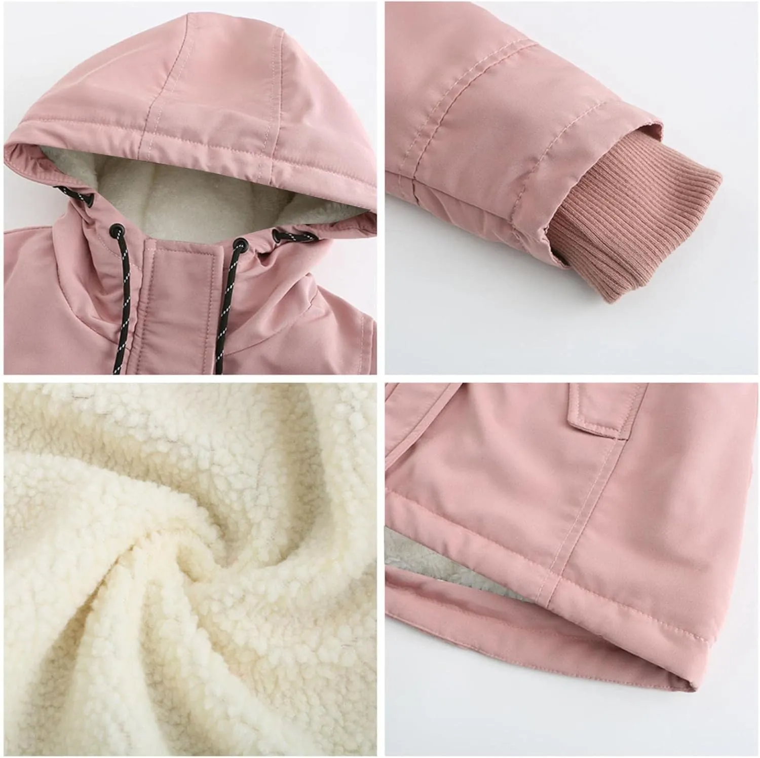 FMCHICO Women's Coat,Women's Warm Coat Jacket Outwear Faux Fur Lined Trench Winter Hooded Thick Overcoat