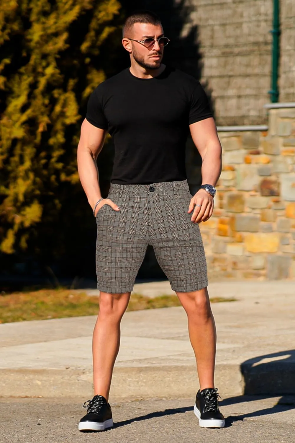 GINGTTO Mens Slim Fit Shorts 9" Inseam Stretch Casual Chino Short Pants