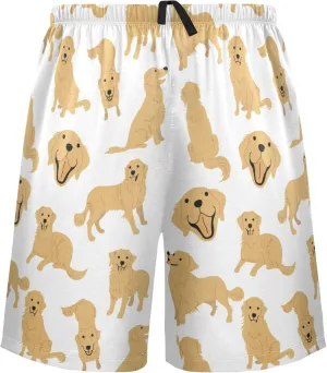Golden Retriever Pattern Dog Puppy Men's Pajama Pants Shorts Sleepwear Lounge Pajama Bottoms S-2XL