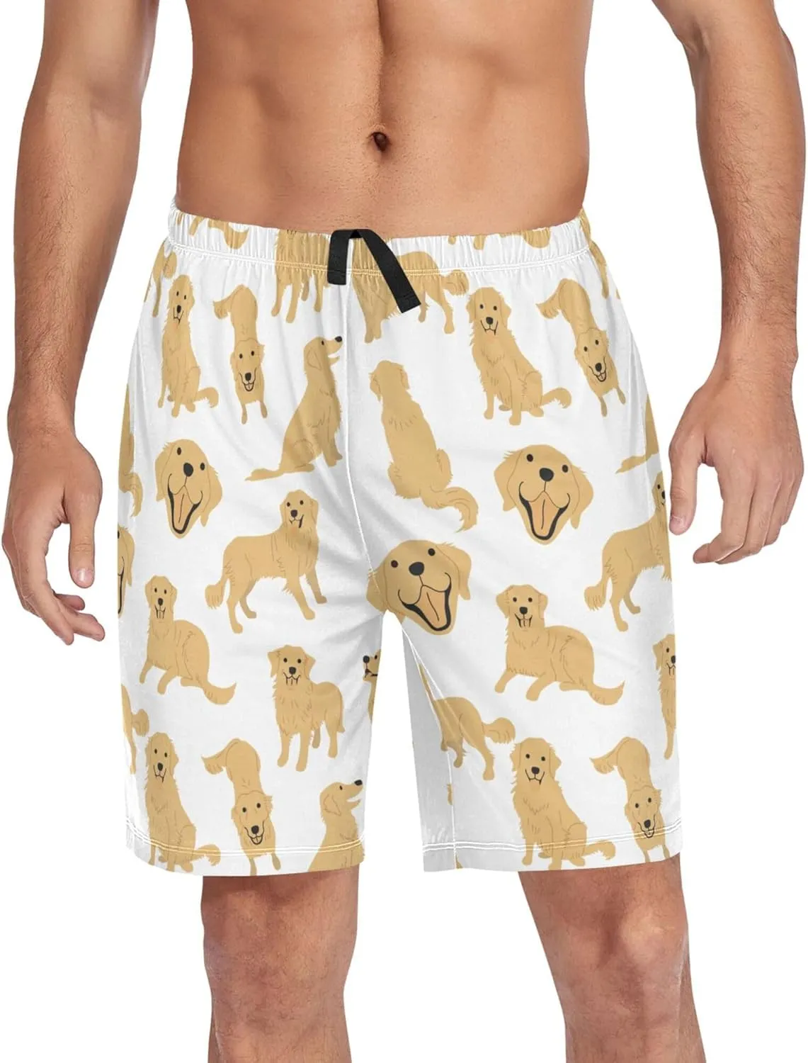 Golden Retriever Pattern Dog Puppy Men's Pajama Pants Shorts Sleepwear Lounge Pajama Bottoms S-2XL