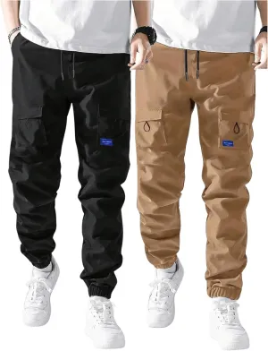 GORGLITTER Boy's 2 Piece Cargo Pants Elastic Waist Hiking Pants with Pockets