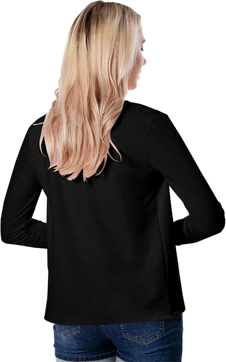 GORIFE Lady's Long Sleeve Open Front Solid Color Jacket Simple Lapel Suits Career Office Cardigans