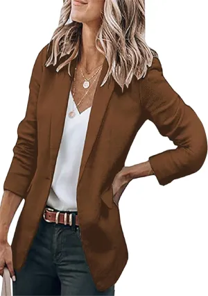 GORIFE Women Long Sleeve Lapel Jacket Light Weight Elegant Jacket Suit with Pocket Work Suits