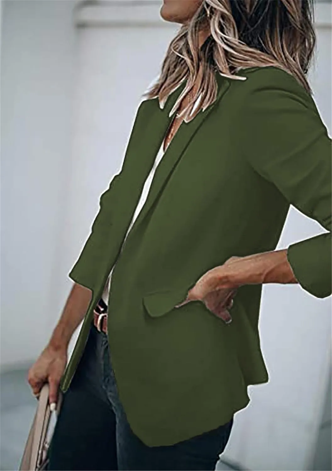 GORIFE Women Long Sleeve Lapel Jacket Light Weight Elegant Jacket Suit with Pocket Work Suits
