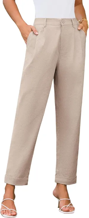 GRACE KARIN Women High Waisted Business Casual Pants Dressy Cuffed Work Office Trouser Slacks with Pockets