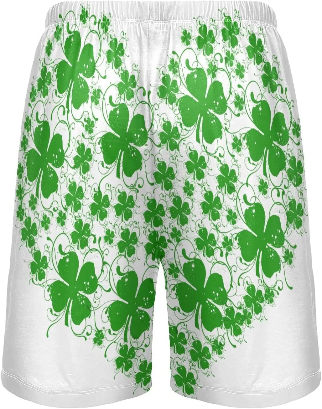 Green Clover Shamrock Heart Shape Pattern St. Patrick'S Day Men's Pajama Pants Shorts Sleepwear Lounge Pajama Bottoms