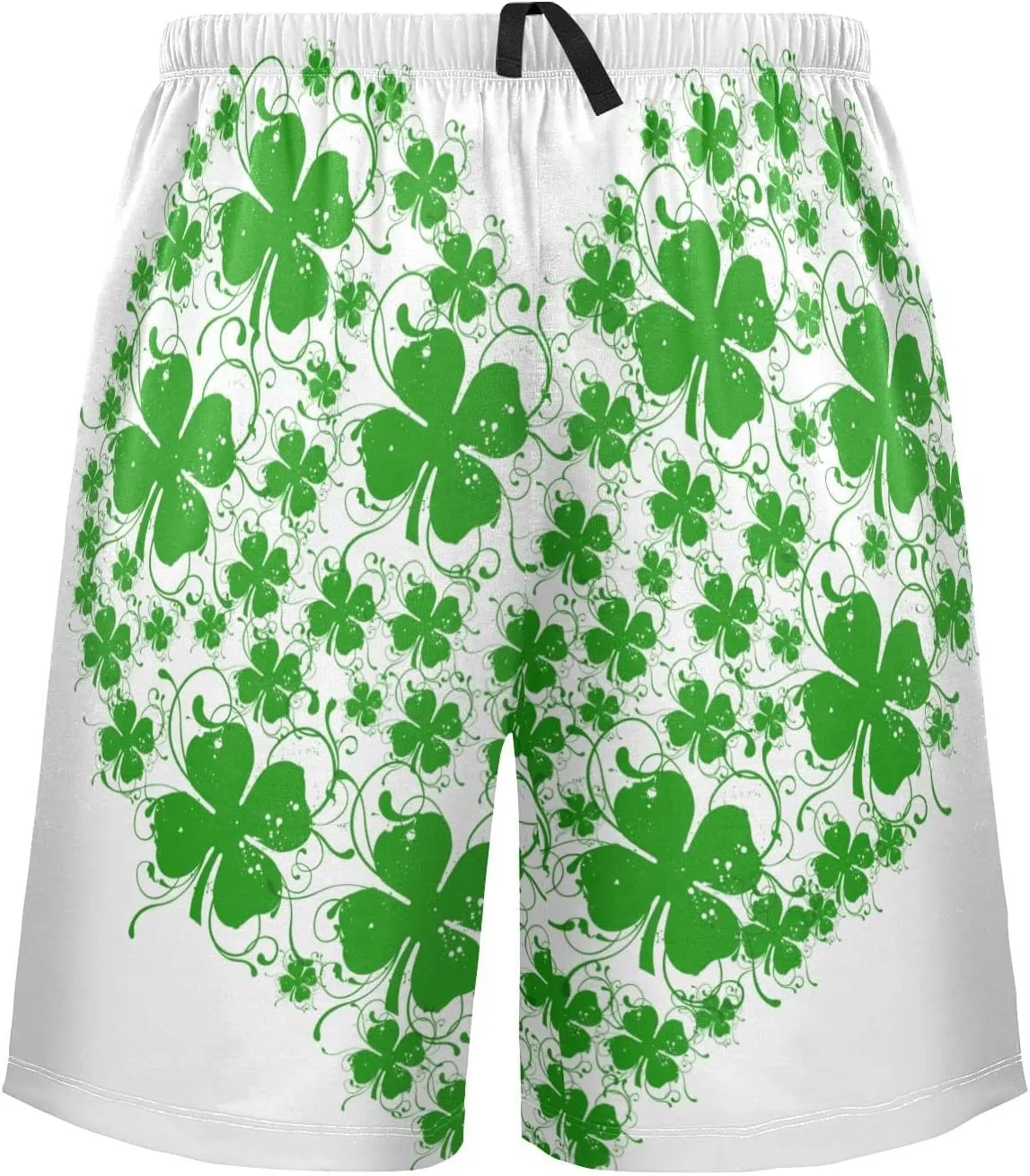 Green Clover Shamrock Heart Shape Pattern St. Patrick'S Day Men's Pajama Pants Shorts Sleepwear Lounge Pajama Bottoms
