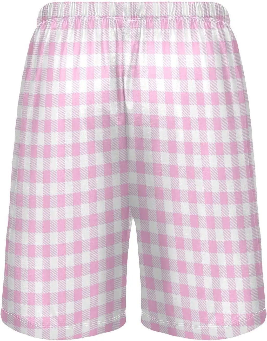 Grey Checkered Gingham Plaid Tartan Geometric Check Men's Pajama Pants Shorts Sleepwear Lounge Pajama Bottoms