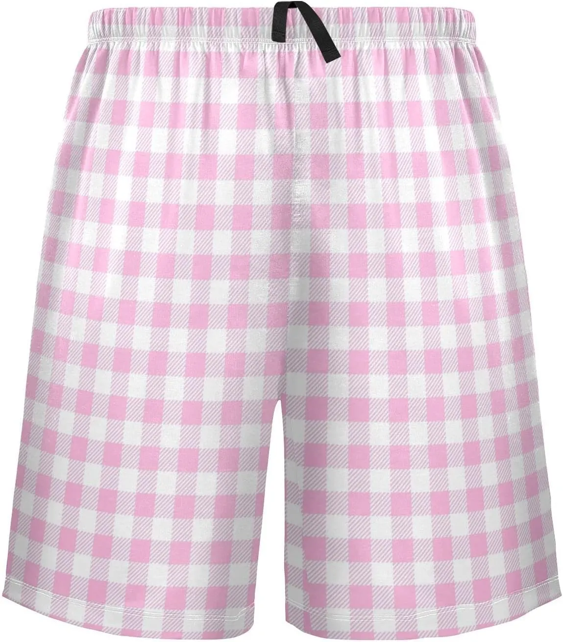 Grey Checkered Gingham Plaid Tartan Geometric Check Men's Pajama Pants Shorts Sleepwear Lounge Pajama Bottoms