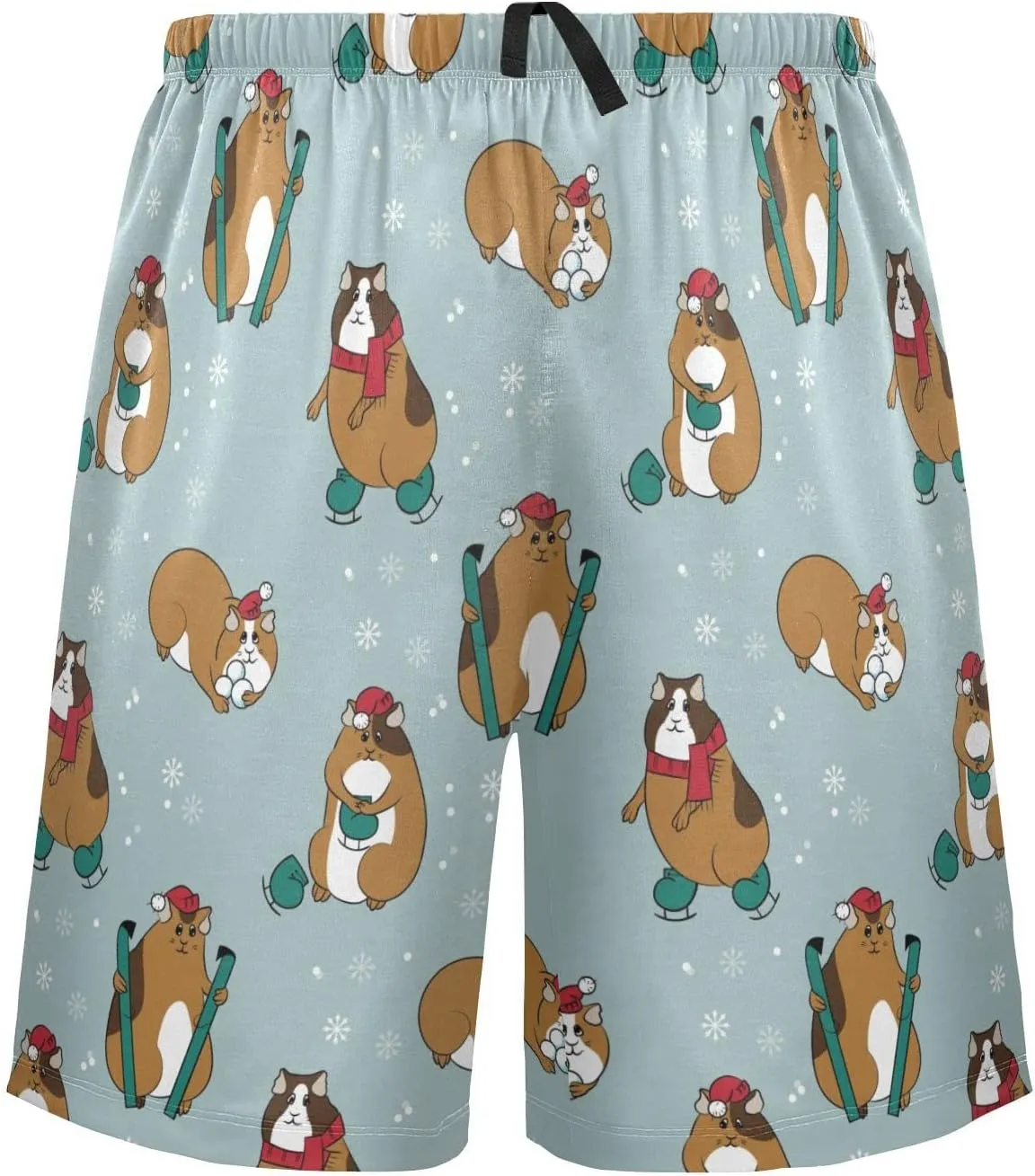 Guinea Pig Christmas Cavy Hamster Snowflake Pattern Men's Pajama Pants Shorts Sleepwear Lounge Pajama Bottoms