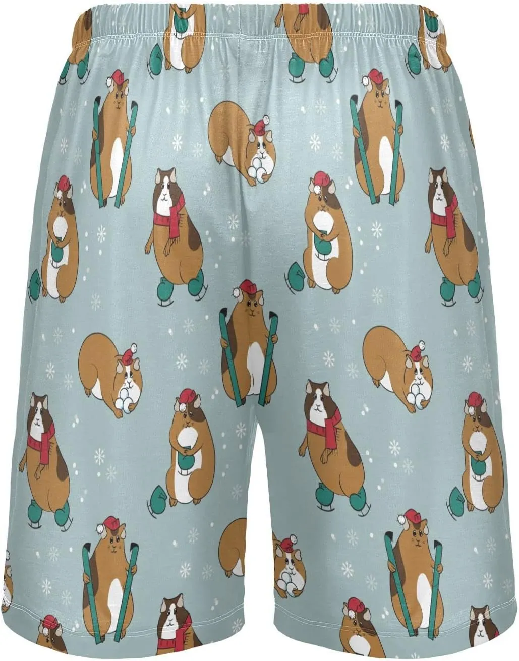 Guinea Pig Christmas Cavy Hamster Snowflake Pattern Men's Pajama Pants Shorts Sleepwear Lounge Pajama Bottoms