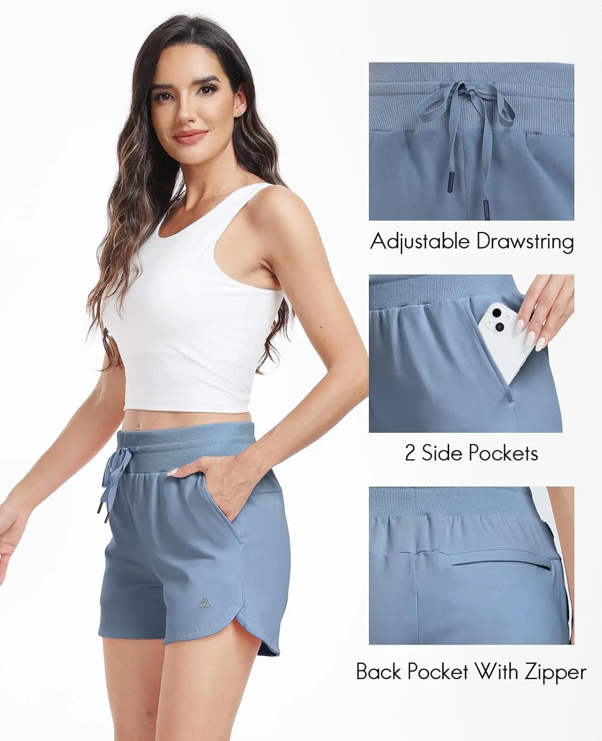 Haimont Women's Cotton Sweat Shorts with Pockets High Waist Drawstring Comfy Lounge Shorts Athletic Running Workout 4" Shorts