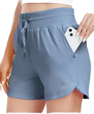 Haimont Women's Cotton Sweat Shorts with Pockets High Waist Drawstring Comfy Lounge Shorts Athletic Running Workout 4" Shorts