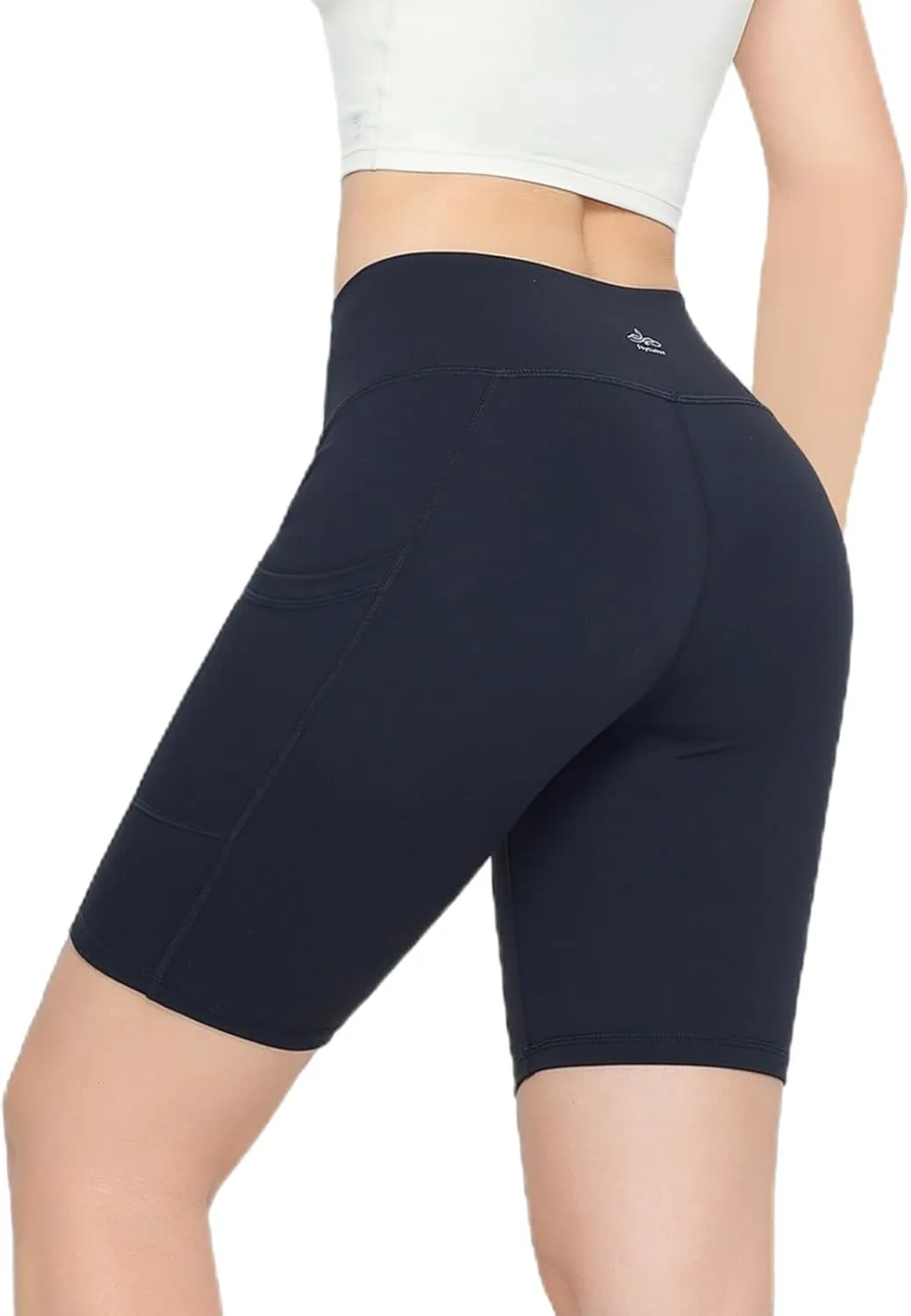 High Waist 8" Biker Shorts with Pockets Yoga Shorts for Women Gym Fitness Running Shorts for Athletic Workout