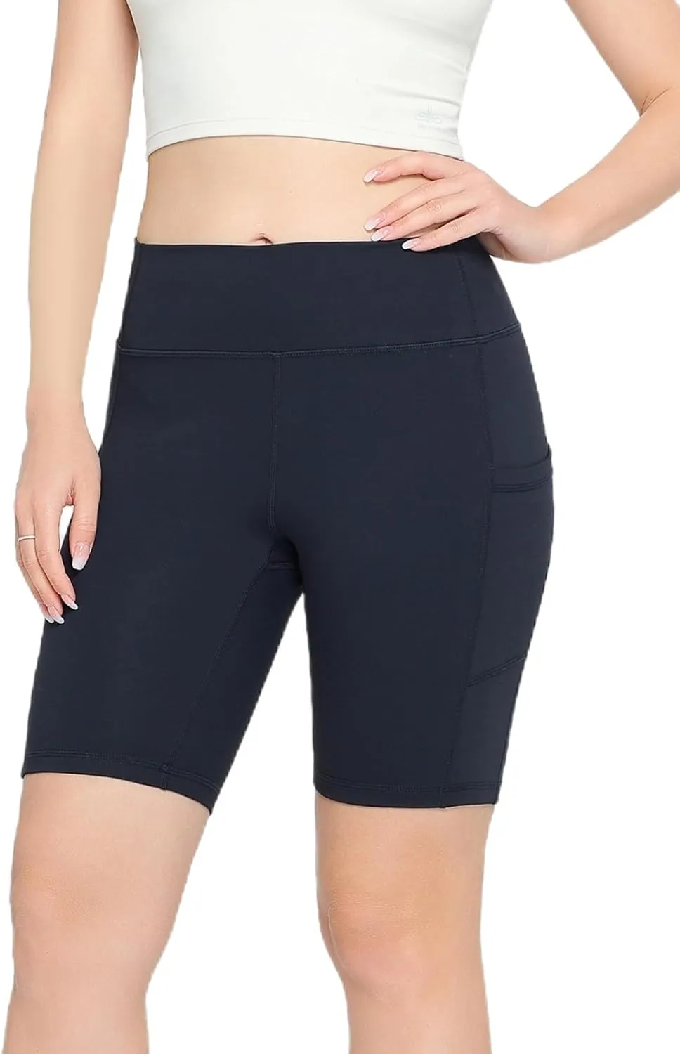 High Waist 8" Biker Shorts with Pockets Yoga Shorts for Women Gym Fitness Running Shorts for Athletic Workout