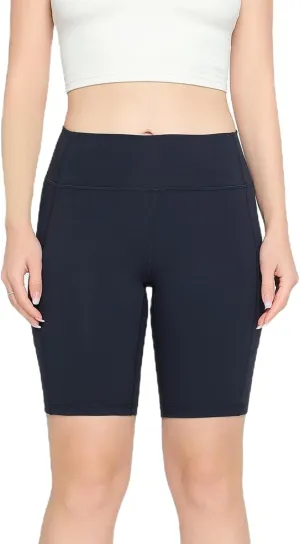 High Waist 8" Biker Shorts with Pockets Yoga Shorts for Women Gym Fitness Running Shorts for Athletic Workout
