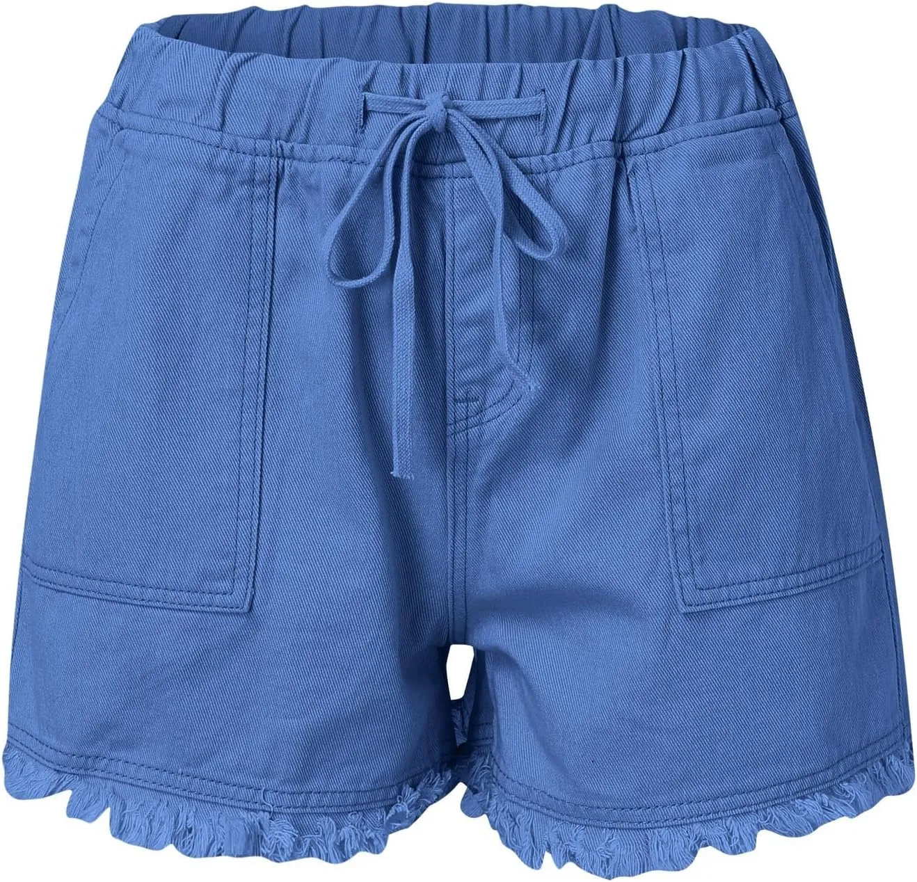 High Waisted Jean Shorts Womens 2025 Summer Drawstring Denim Straight Leg Raw Hem Jeans Shorts with Pockets