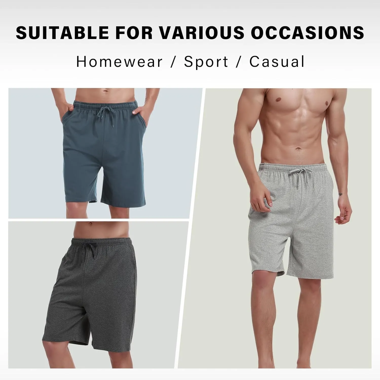 HomyComy Men'S Pajama Shorts Cotton Sleepwear Pants Elastic Waistband Lounge Shorts with Pockets
