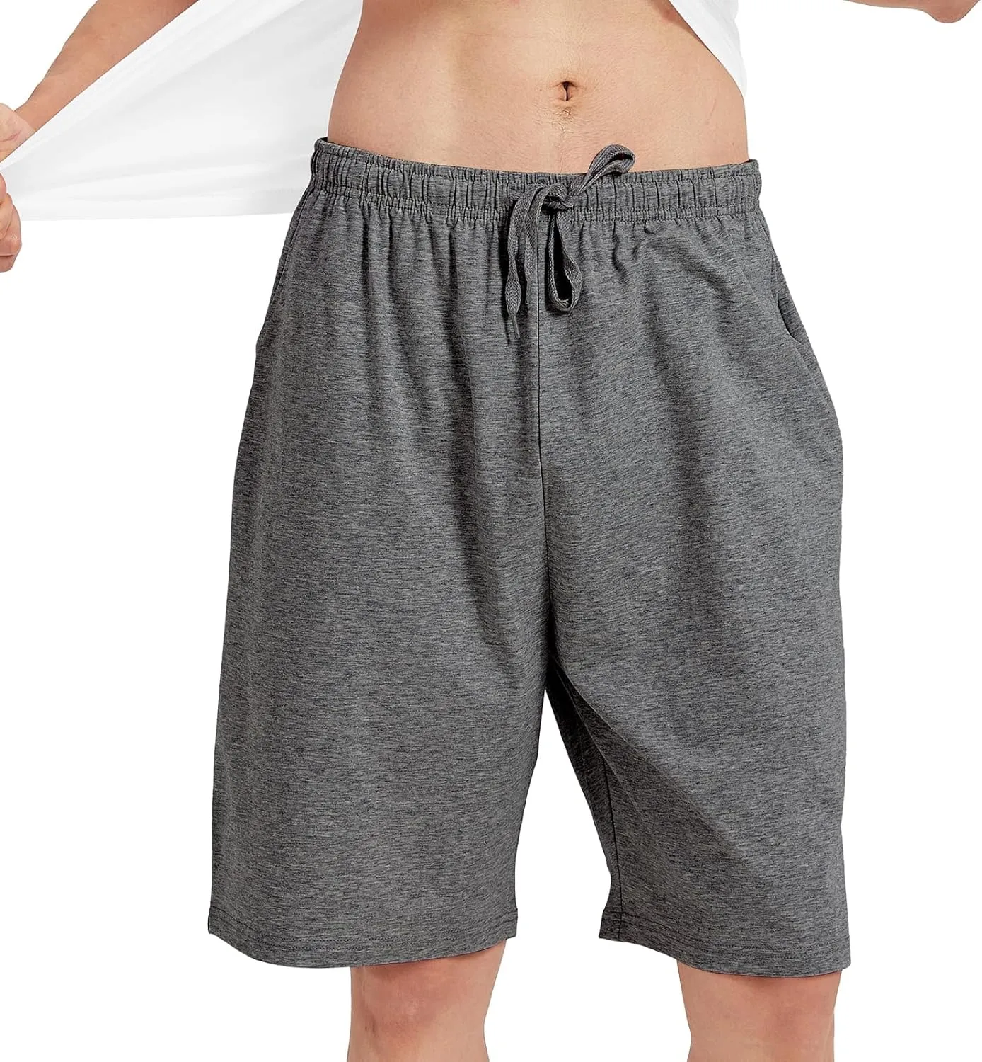 HomyComy Men'S Pajama Shorts Cotton Sleepwear Pants Elastic Waistband Lounge Shorts with Pockets