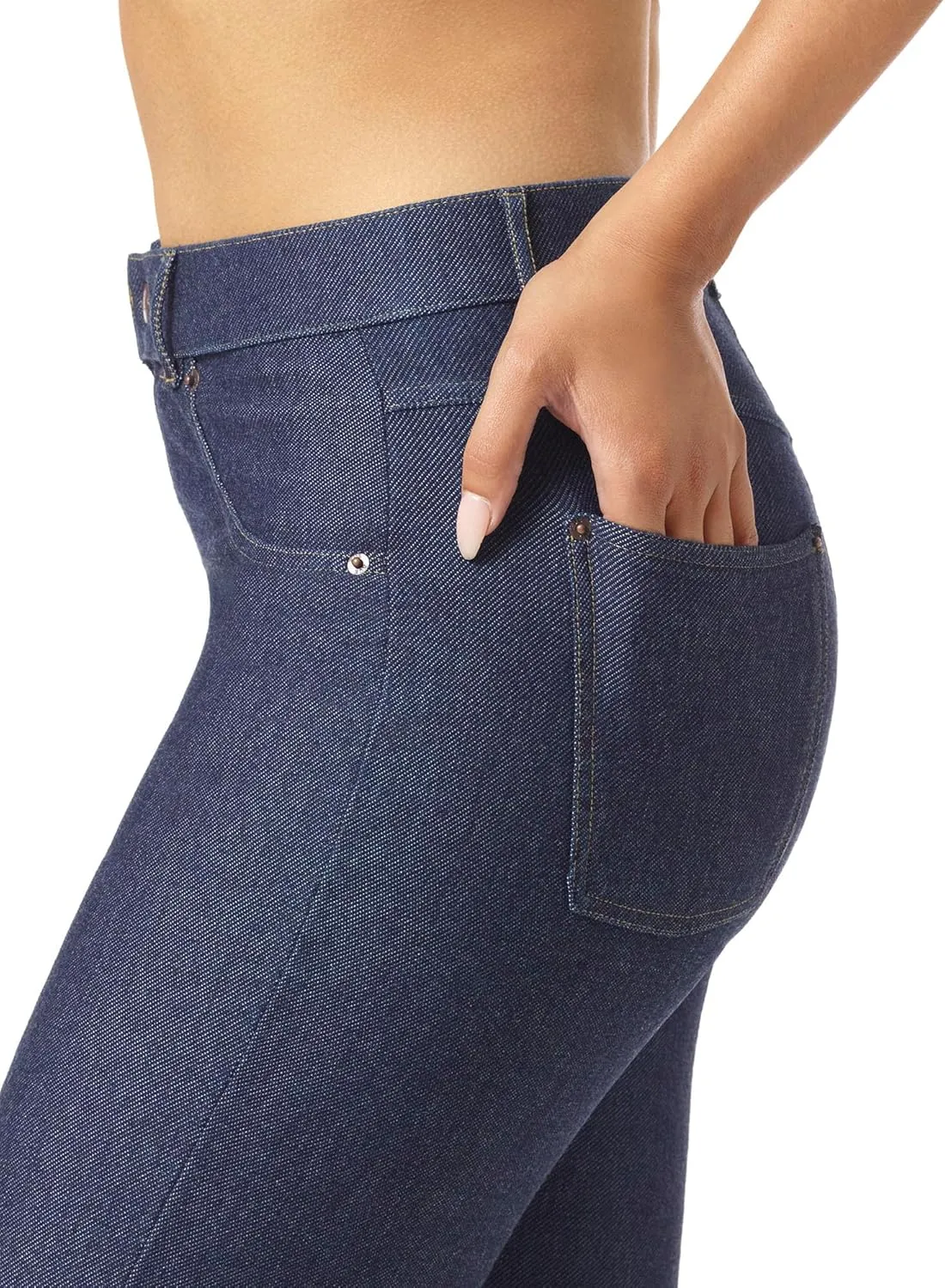 HUE Women's Essential Denim Shorts with Rolled Cuffs, Pull On Bermuda Jean Shorts