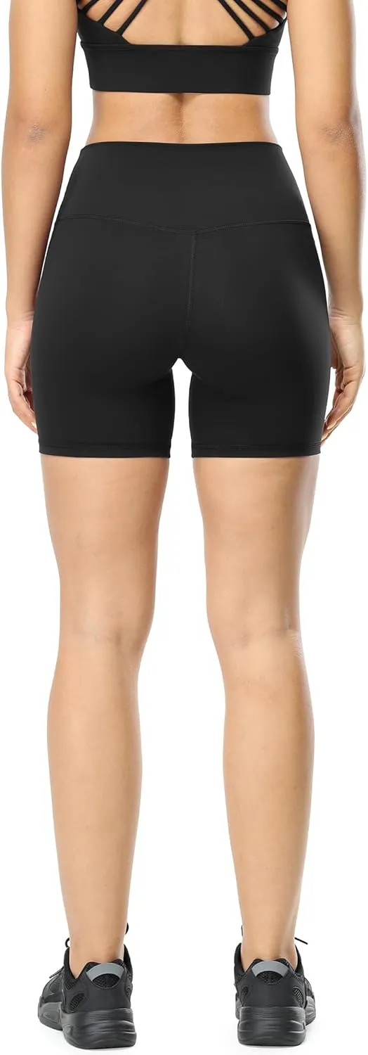 icyzone Women's High Waist Biker Shorts with Pockets Athletic Yoga Gym Shorts Tummy Control