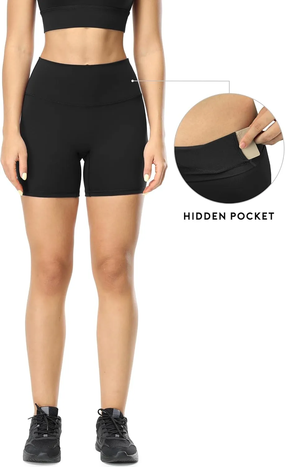 icyzone Women's High Waist Biker Shorts with Pockets Athletic Yoga Gym Shorts Tummy Control