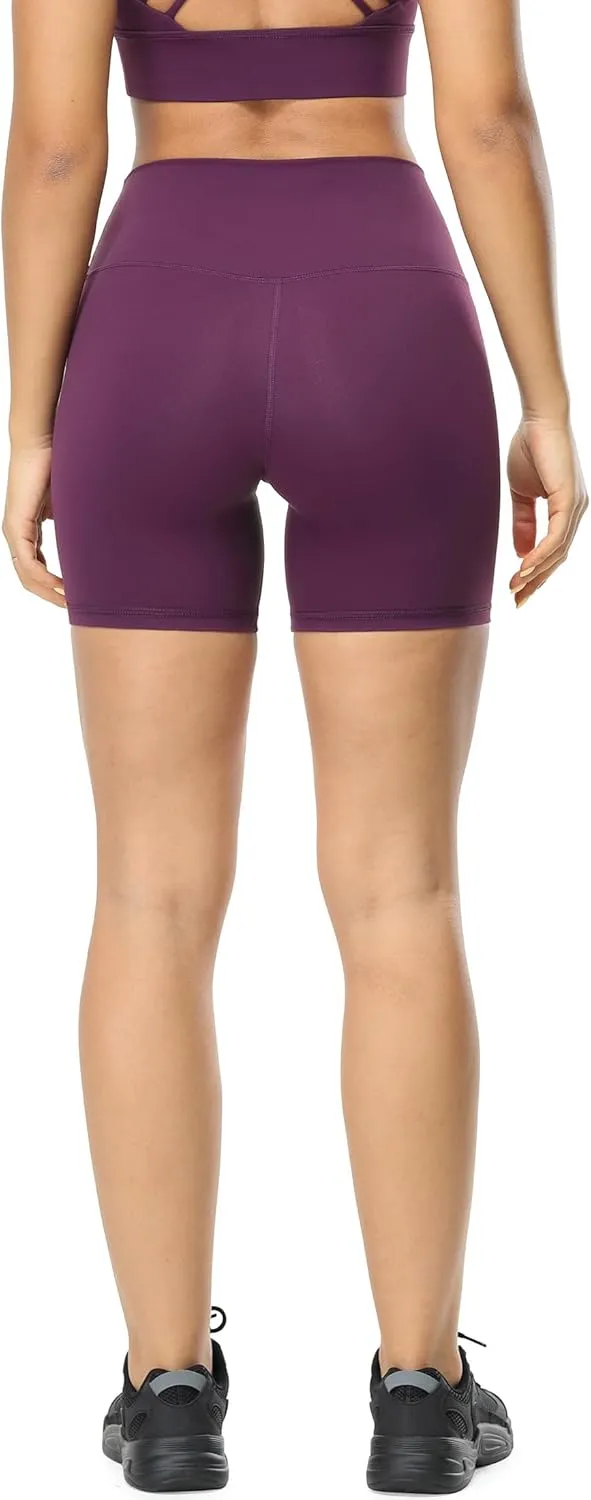 icyzone Women's High Waist Biker Shorts with Pockets Athletic Yoga Gym Shorts Tummy Control