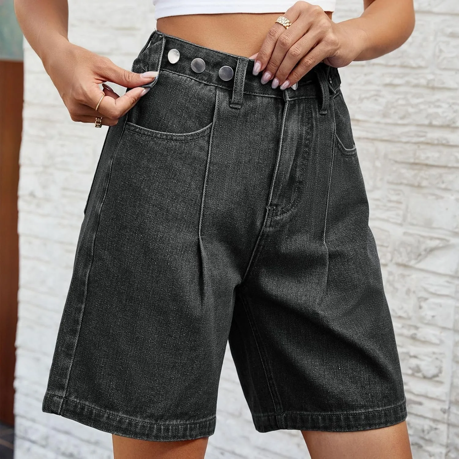 Jean Shorts for Women 2025 Summer Casual High Waisted Stretchy Denim Shorts Curvy Cutoff Jorts