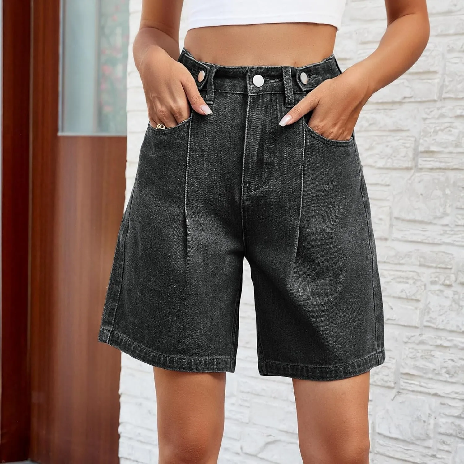 Jean Shorts for Women 2025 Summer Casual High Waisted Stretchy Denim Shorts Curvy Cutoff Jorts