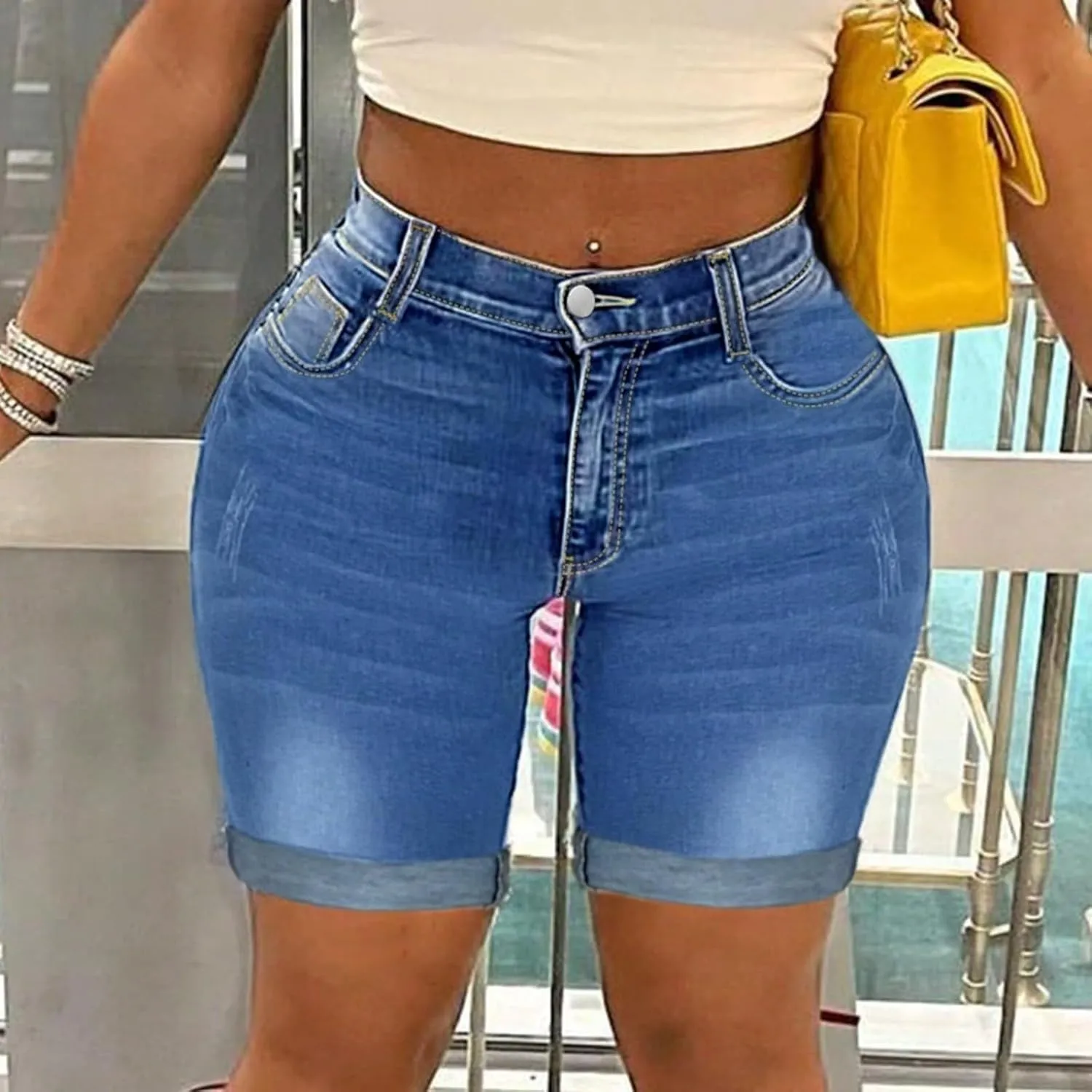 Jean Shorts Womens Shorts Casual Denim Cutoffs Jorts High Waisted Y2k Slim Fit Skinny Short Jeans Cowgirl Outfits