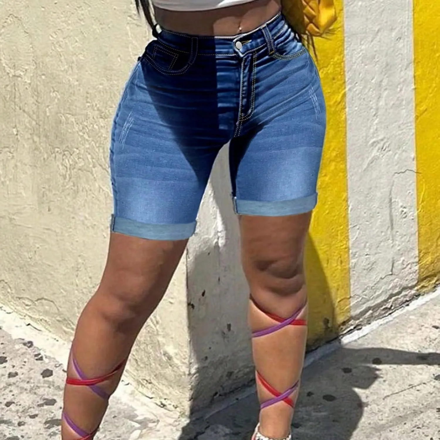 Jean Shorts Womens Shorts Casual Denim Cutoffs Jorts High Waisted Y2k Slim Fit Skinny Short Jeans Cowgirl Outfits