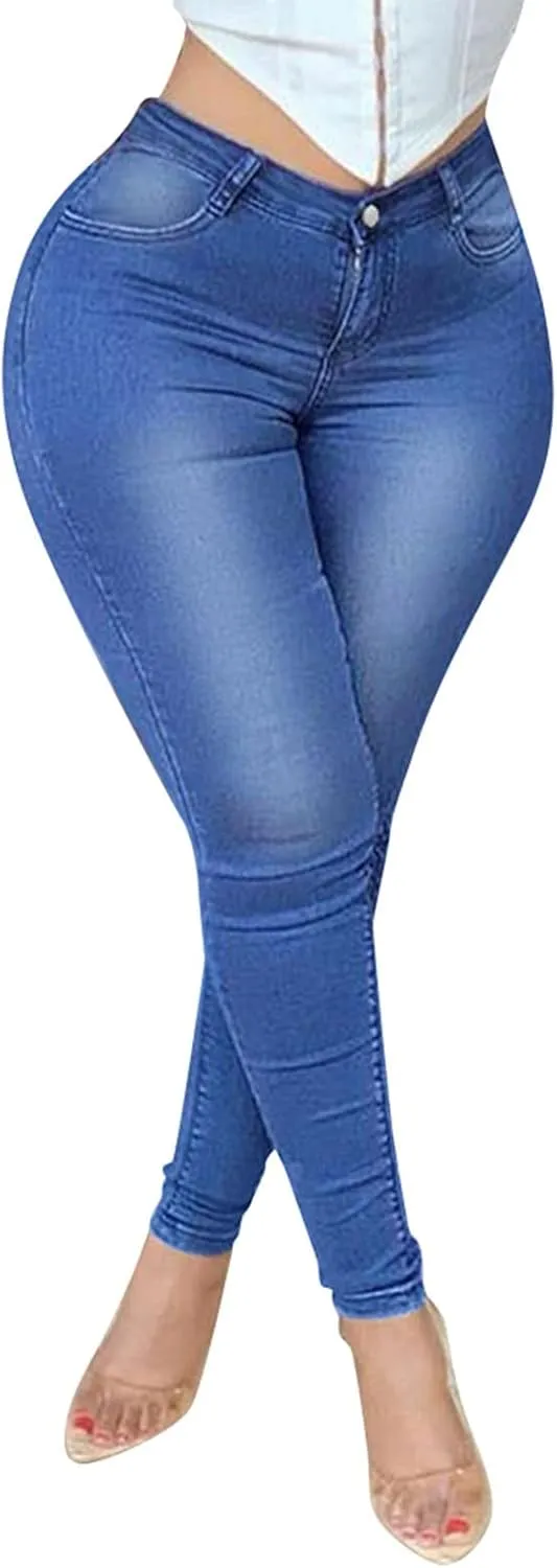 Jeans for Women High Waisted Stretch Pull-On Jean Leggings with Pockets Fit Ankle Length Boyfriend Jeans
