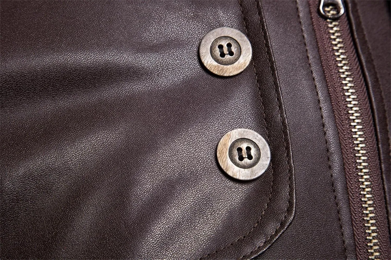 JEsilunmaMY Men's Button Deco PU Leather Jacket Casual Stand Collar Moto Biker Outwear Slim Fit Motorcycle Bomber Jacket