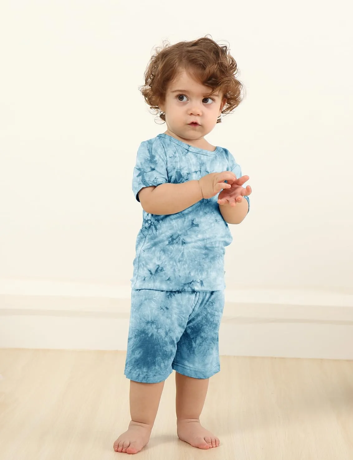 Jimonda Baby/Toddler Soft Sleepwear Short sleeve Kids Cool Pajama Outdoor 2-Piece Shirt&Shorts Casual sets Tie Dye PJ