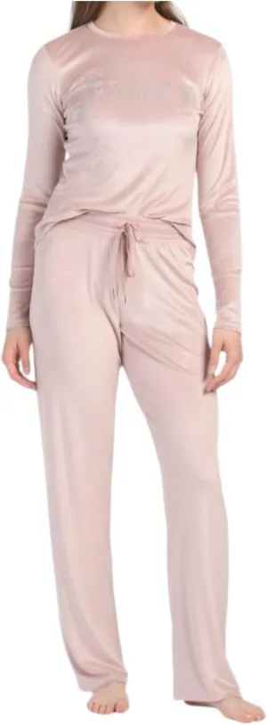 Juicy Couture Womens Velvet Fleece Pajama Set with Long Sleeve Top and Pants