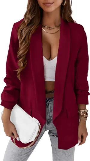 KIRUNDO Blazers for Women Oversized Business Casual Long Sleeve Open Front Work Office Suit Jackets Trendy Clothes