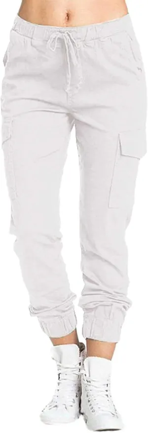 Ladies Multi Pocket Cargo Casual Pants Elastic Waist Corset Rope Pants Trousers