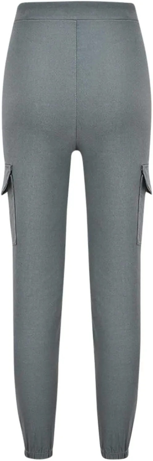 Ladies Multi Pocket Cargo Casual Pants Elastic Waist Corset Rope Pants Trousers